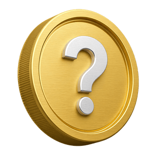 Een 3D gouden munt met een vraagteken, gebruikt als decoratief element op de FAQ-pagina